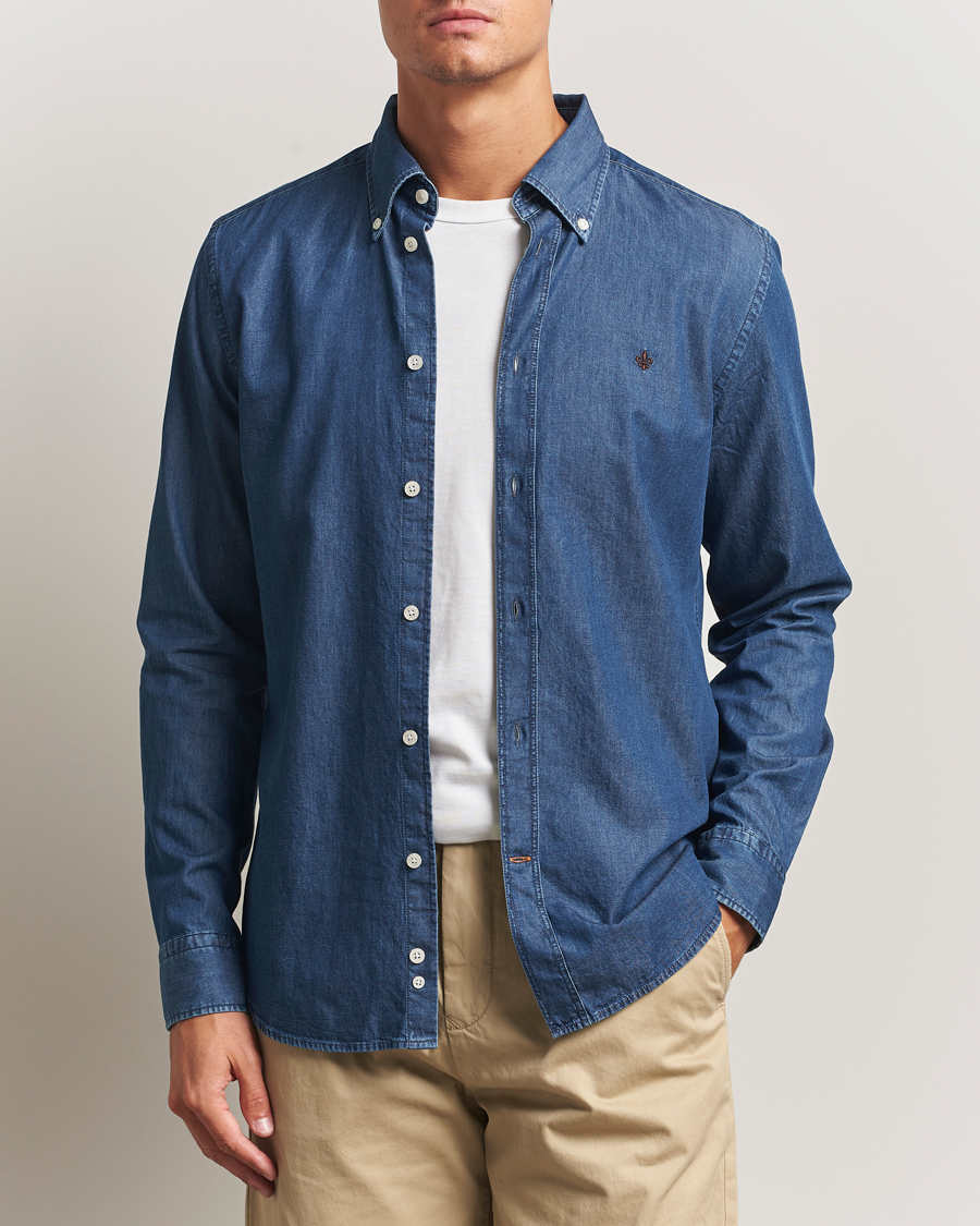 Heren | Overhemden | Morris | Light Denim Shirt Blue