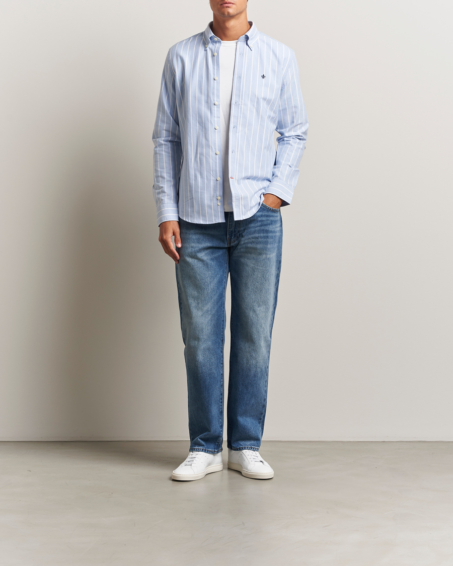 Heren | Overhemden | Morris | Douglas Oxford Striped Shirt Light Blue