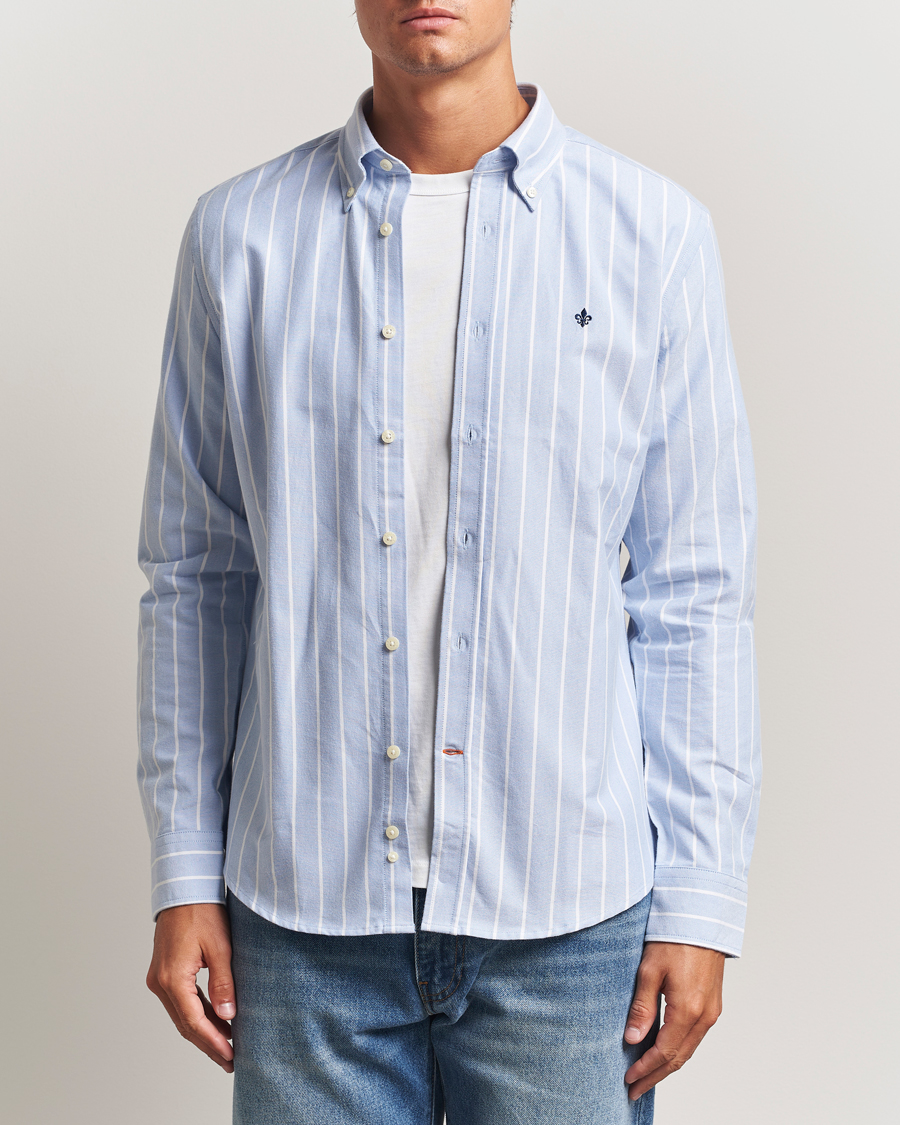 Heren | Overhemden | Morris | Douglas Oxford Striped Shirt Light Blue