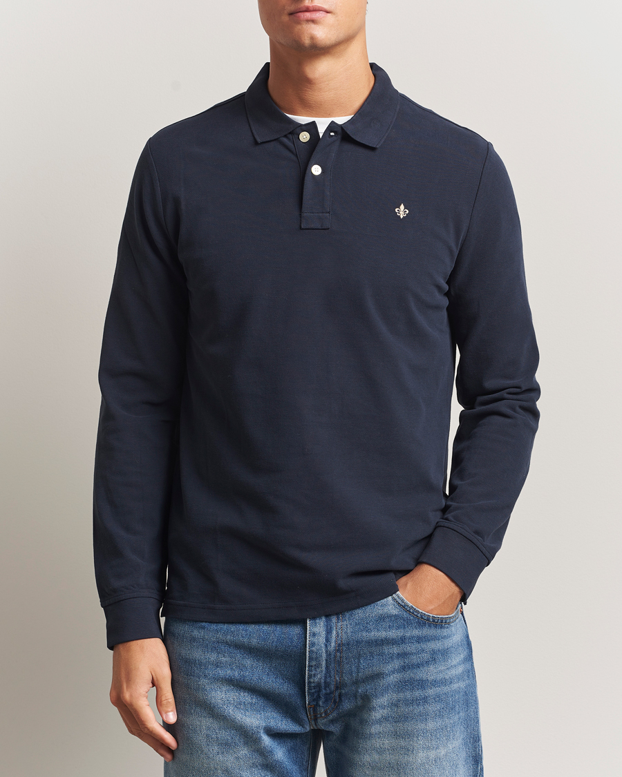 Heren | Truien | Morris | Camden Long Sleeve Polo Old Blue