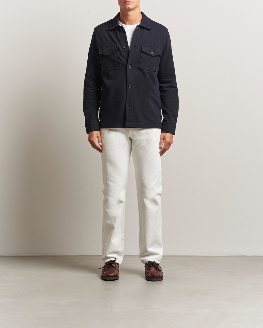Heren | Overhemden | Morris | Andrew Jersey Overshirt Old Blue