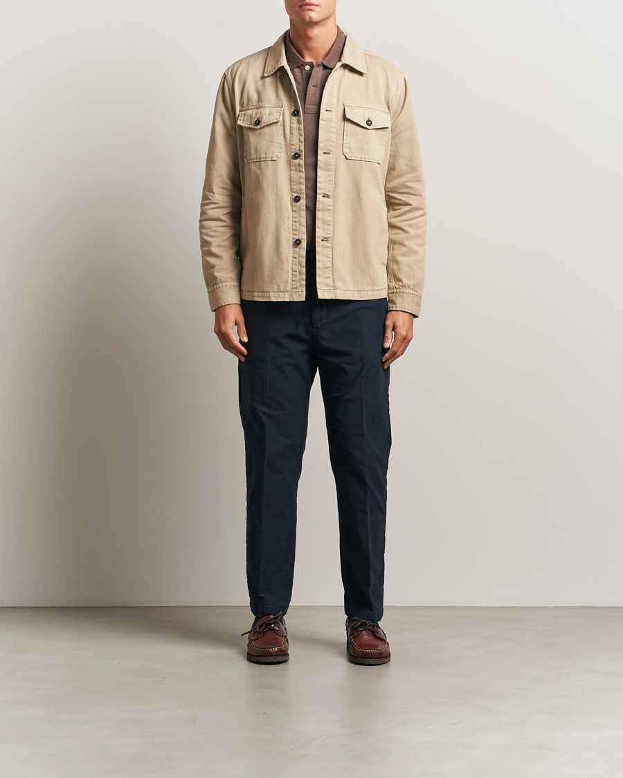 Heren | Overhemden | Morris | Alain Twill Shirt Jacket Khaki