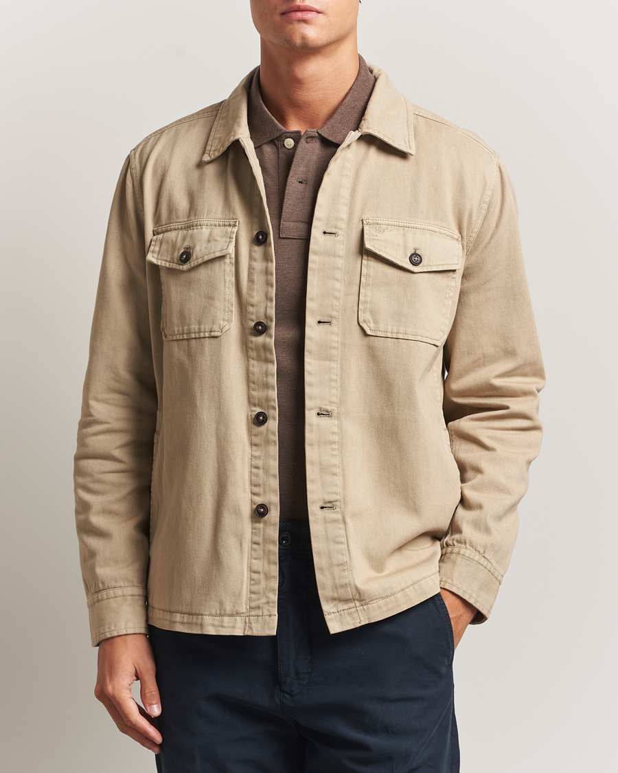 Heren | Overhemden | Morris | Alain Twill Shirt Jacket Khaki