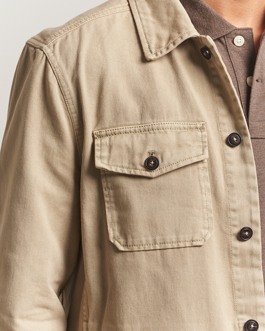 Heren | Overhemden | Morris | Alain Twill Shirt Jacket Khaki