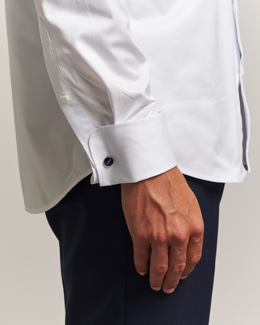 Heren | Overhemden | Stenströms | Regular Fit Cotton Twill Double Cuff Shirt White