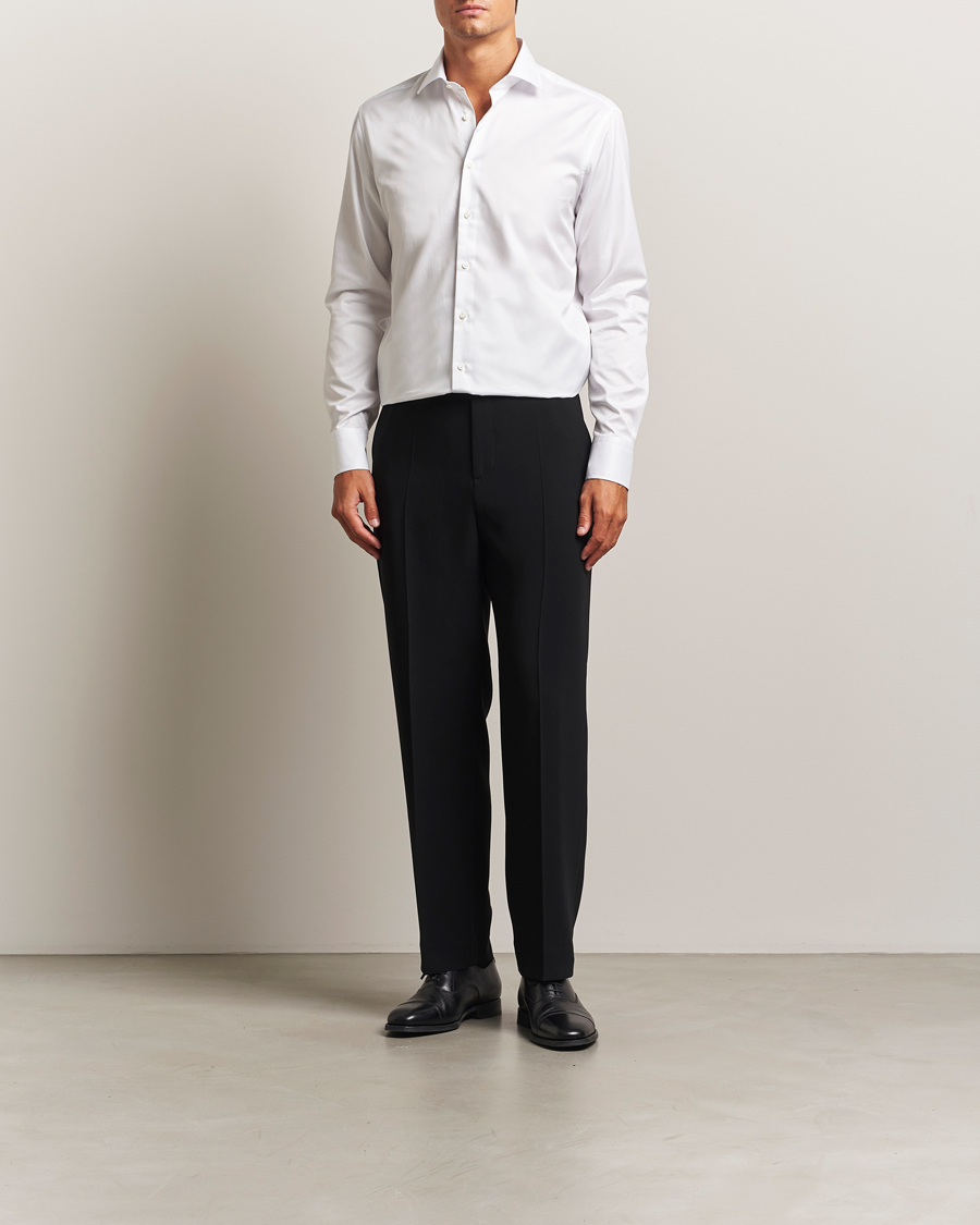 Heren | Overhemden | Stenströms | Regular Fit Cotton Twill Shirt White