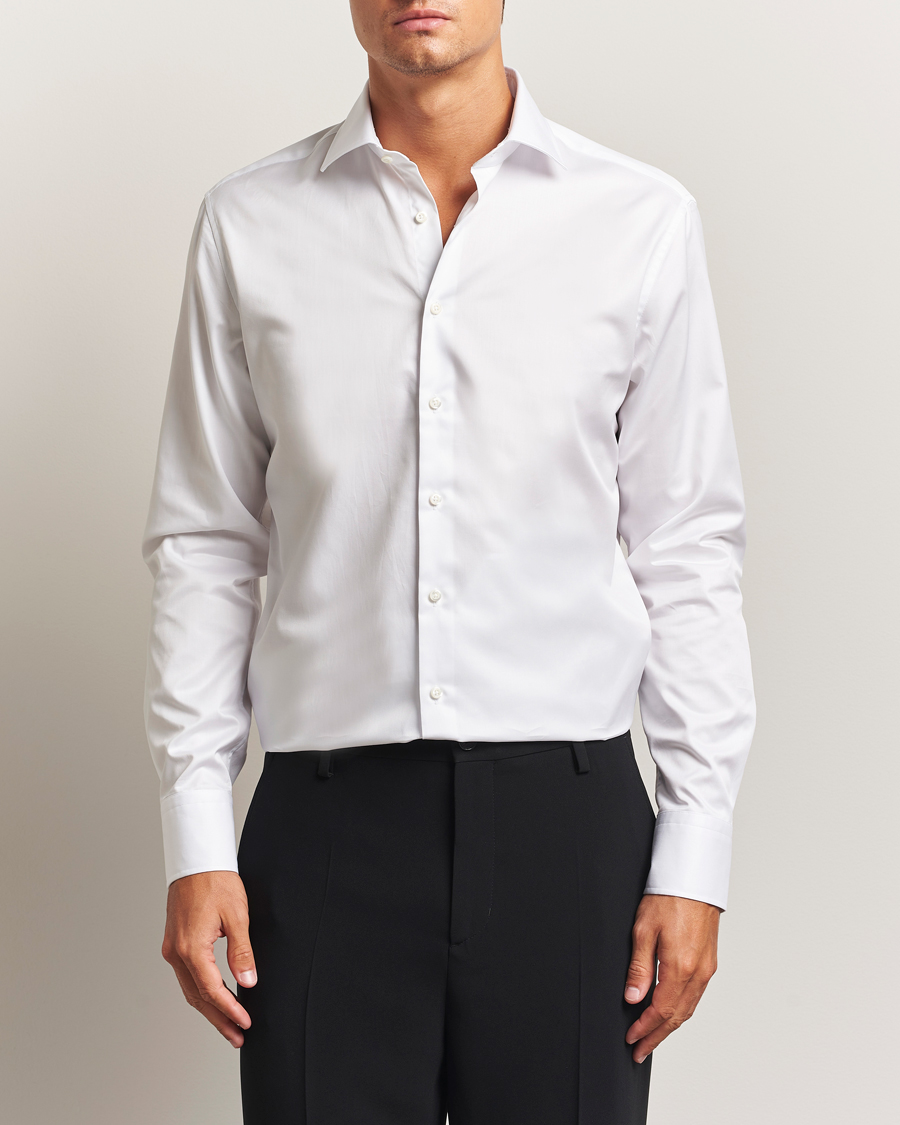 Heren | Overhemden | Stenströms | Regular Fit Cotton Twill Shirt White