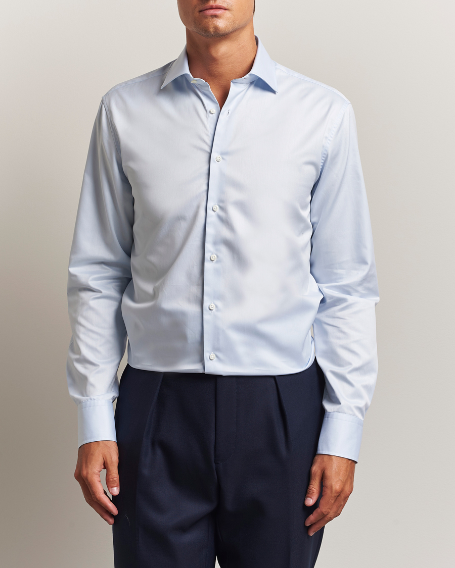 Heren | Overhemden | Stenströms | Regular Fit Cotton Twill Shirt Blue