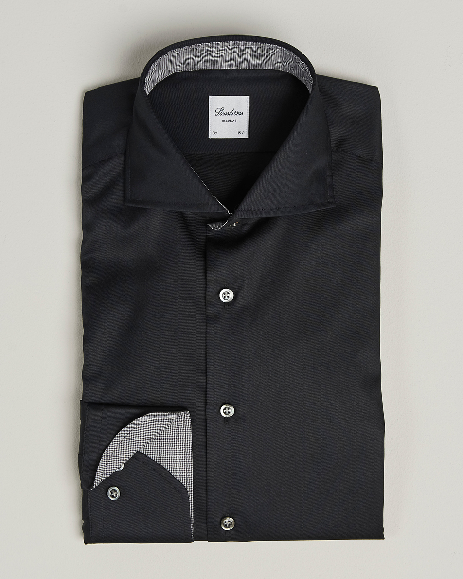 Heren | Overhemden | Stenströms | Regular Fit Contrast Shirt Black