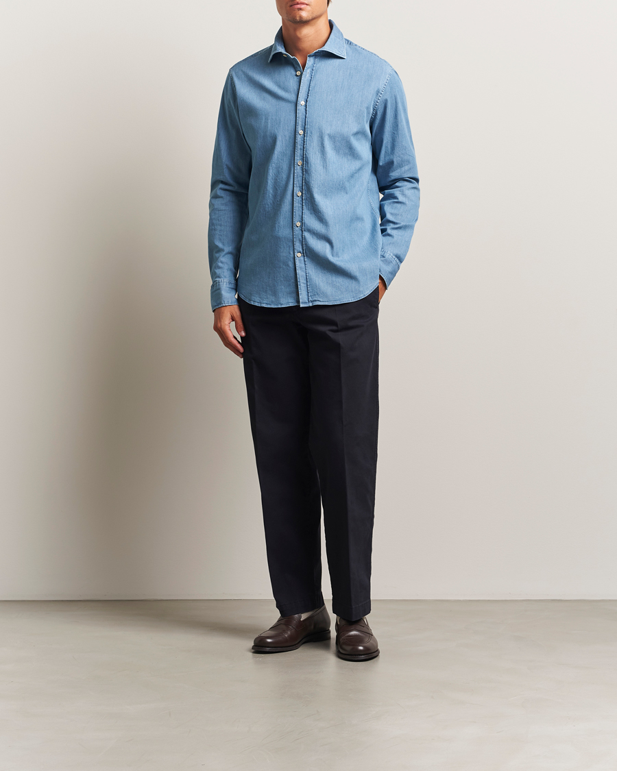 Heren | Overhemden | Stenströms | Regular Fit Garment Washed Shirt Light Denim