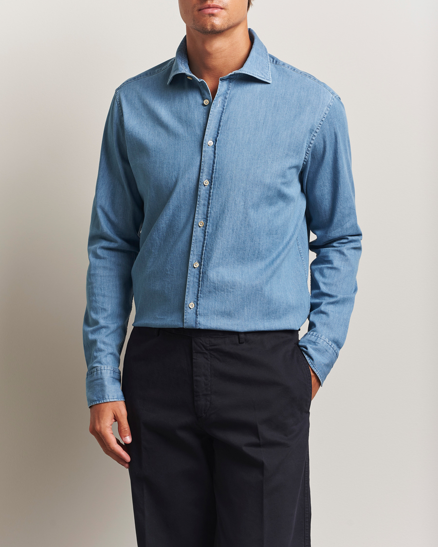 Heren | Overhemden | Stenströms | Regular Fit Garment Washed Shirt Light Denim