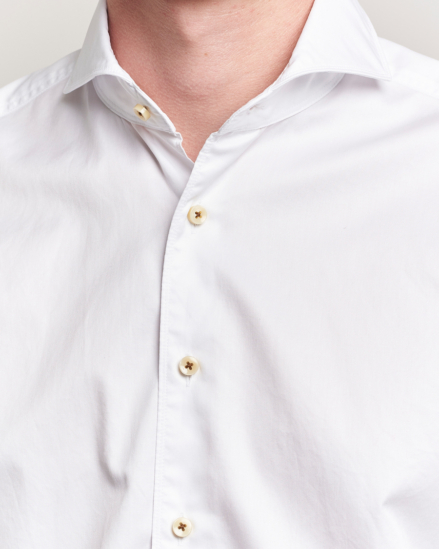 Heren | Overhemden | Stenströms | Regular Fit Washed Cotton Plain Shirt White