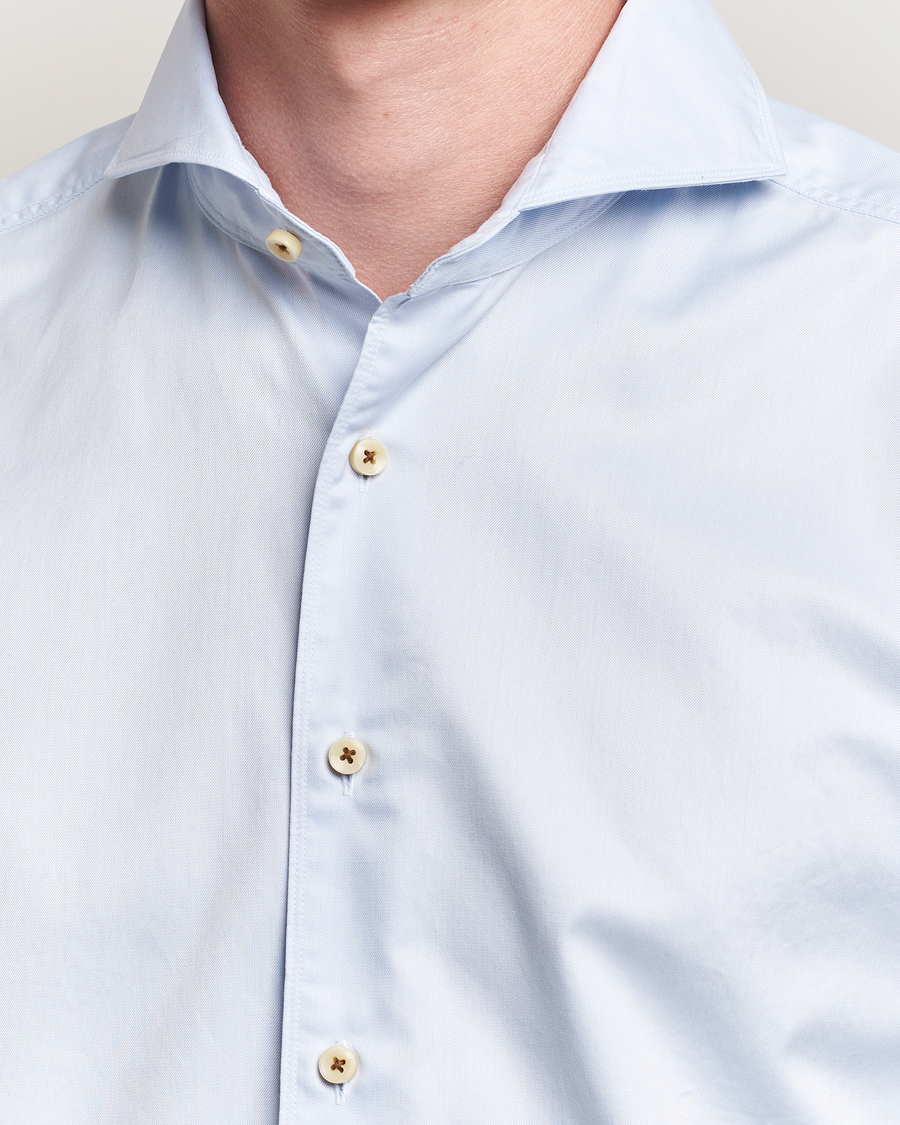 Heren | Overhemden | Stenströms | Regular Fit Washed Cotton Plain Shirt Light Blue