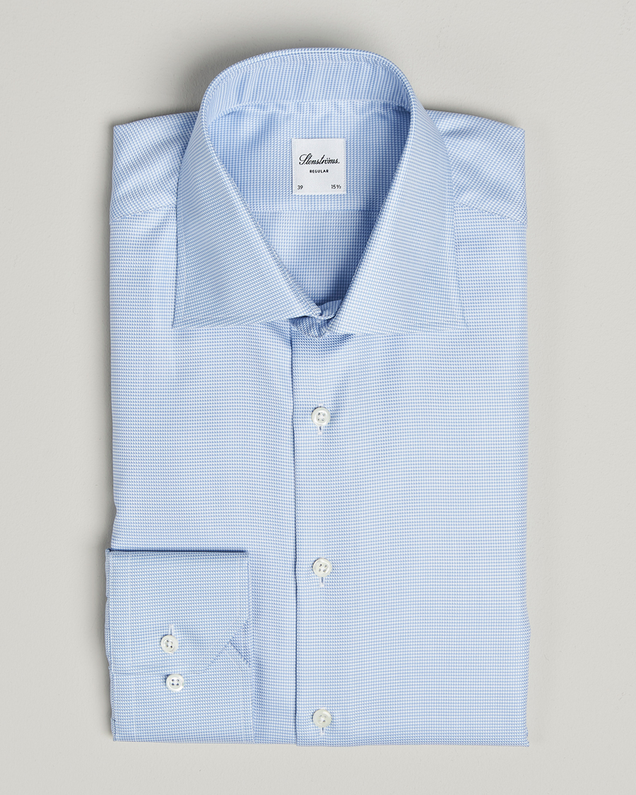 Heren | Overhemden | Stenströms | Regular Fit Houndstooth Shirt Blue
