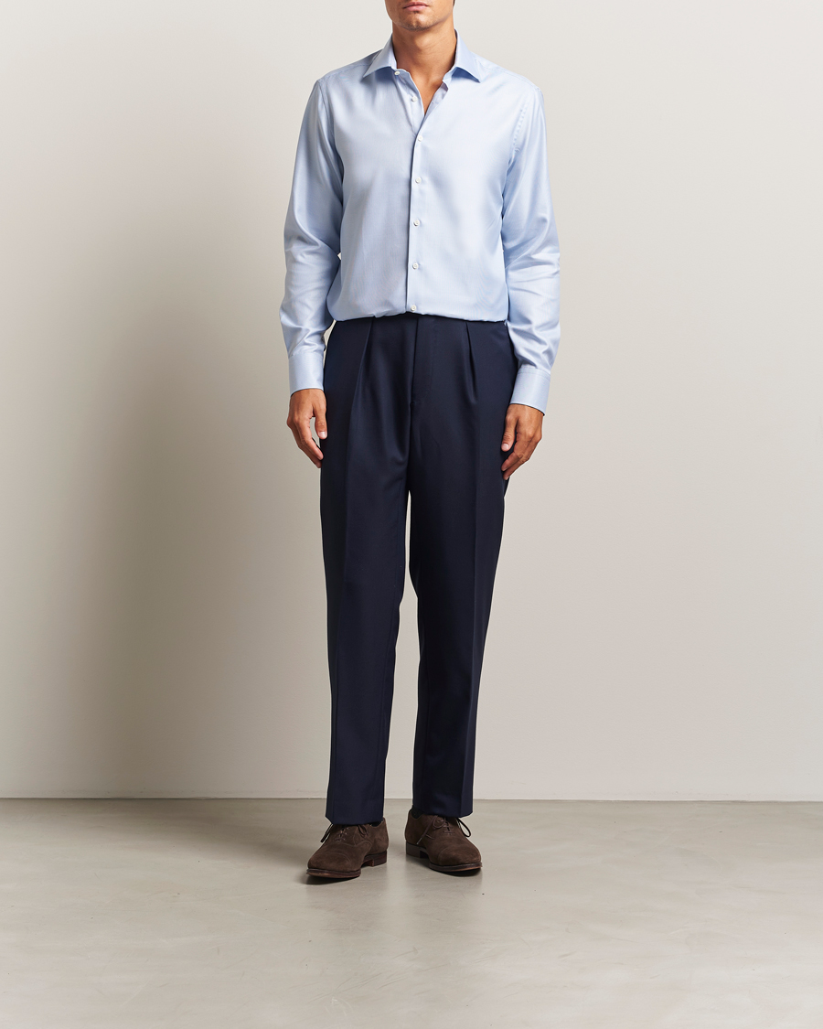Heren | Overhemden | Stenströms | Regular Fit Houndstooth Shirt Blue