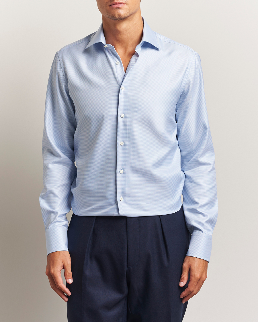 Heren | Overhemden | Stenströms | Regular Fit Houndstooth Shirt Blue