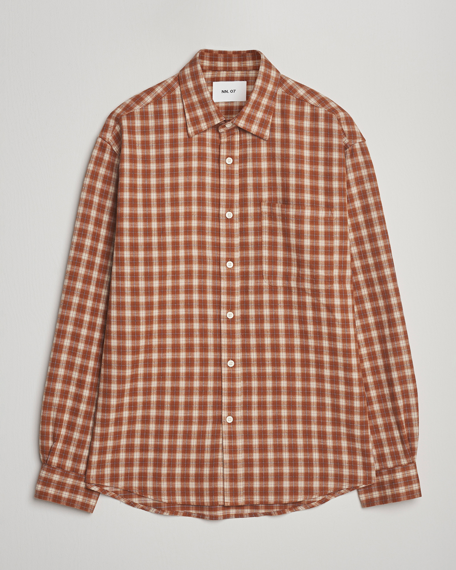 Heren | Overhemden | NN07 | Deon Flannel Checked Shirt Light Brown