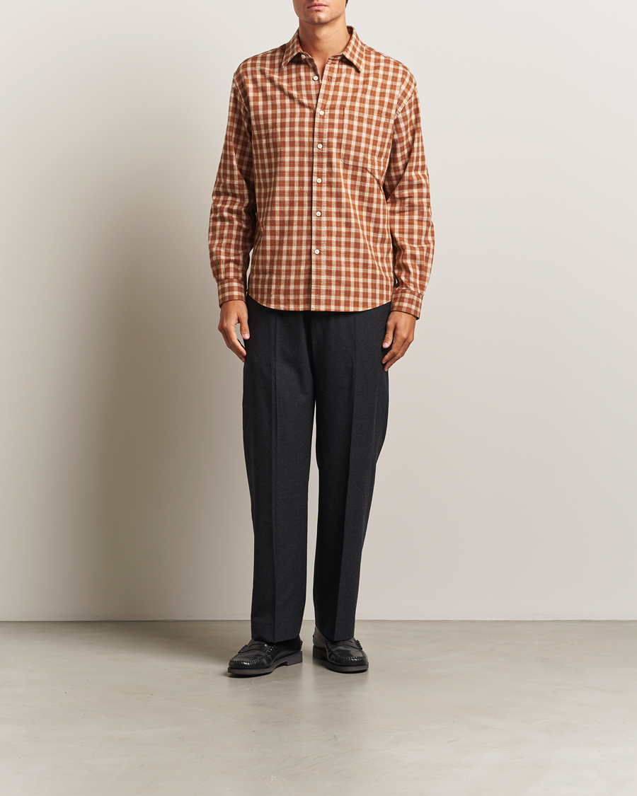 Heren | Overhemden | NN07 | Deon Flannel Checked Shirt Light Brown