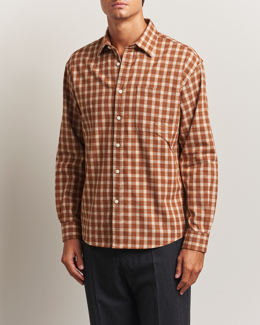 Heren | Overhemden | NN07 | Deon Flannel Checked Shirt Light Brown