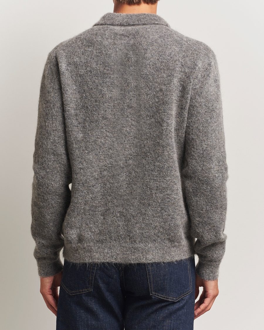 Heren | Truien | Sunflower | Mohair Knitted Polo Grey Melange