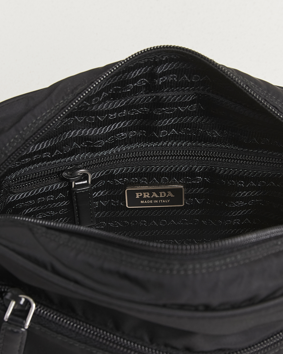Heren | Pre-Owned & Vintage Bags | Prada Pre-Owned | Tessuto Nylon Leather Shoulder Bag Black