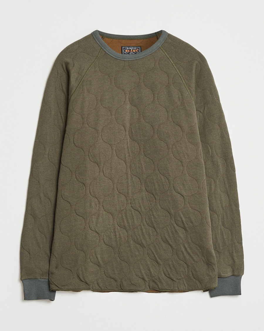 Heren | Truien | BEAMS PLUS | MIL Quilt Crew Neck Olive