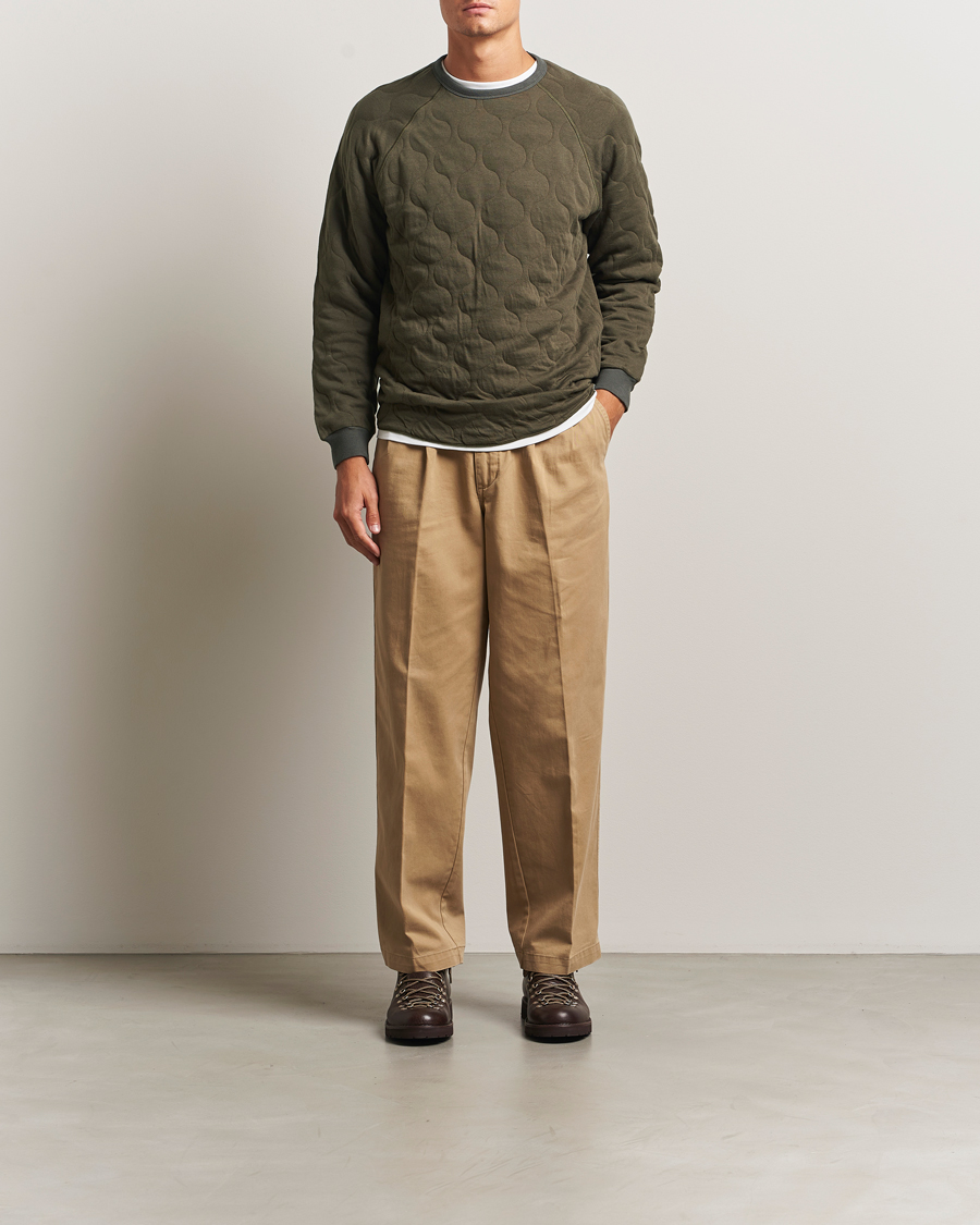 Heren | Truien | BEAMS PLUS | MIL Quilt Crew Neck Olive
