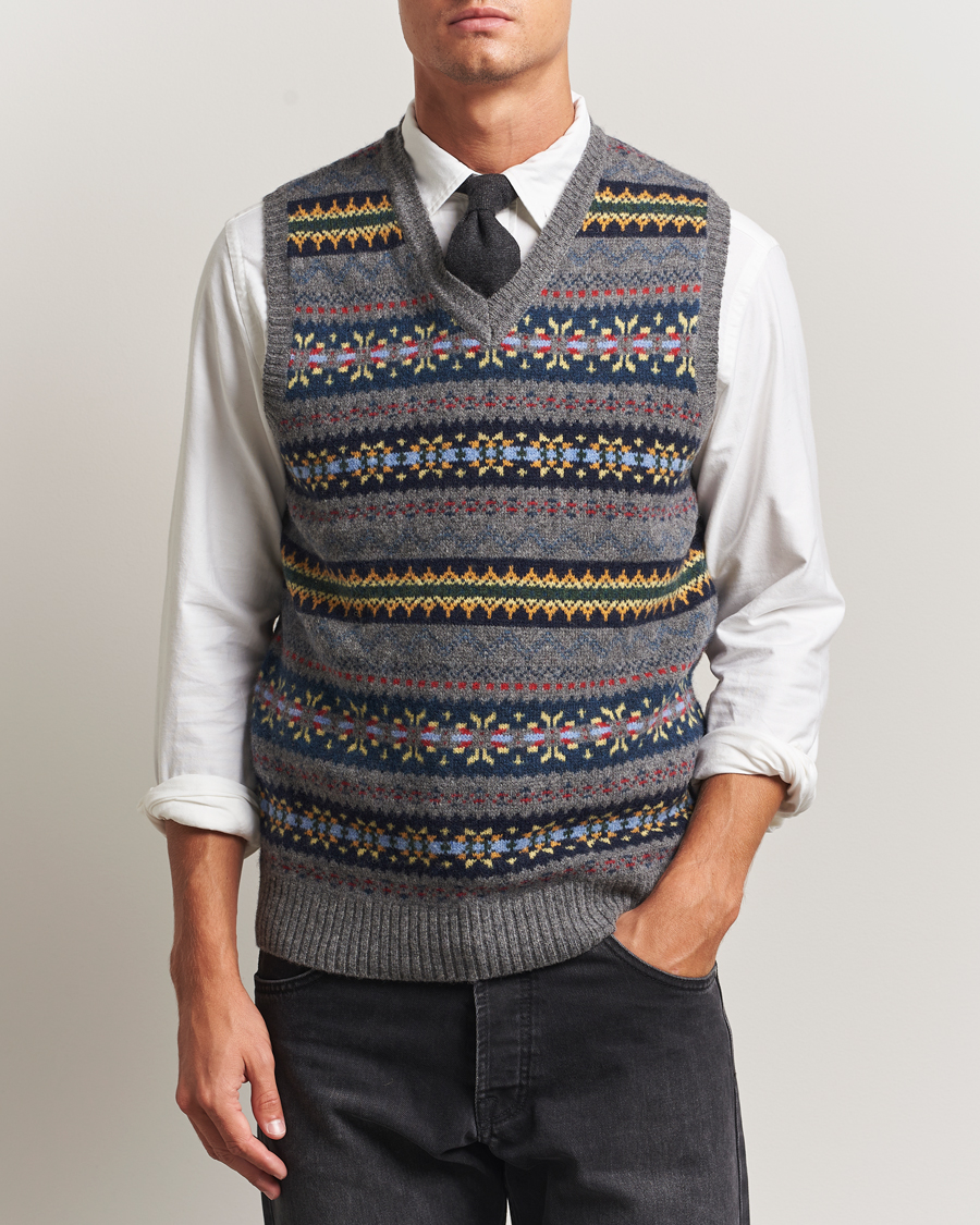 Heren | Truien | BEAMS PLUS | Fairisle Knit Vest Grey