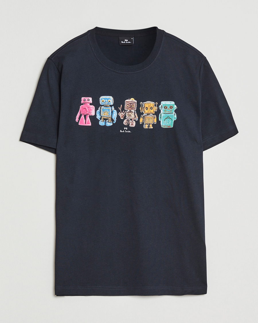 Heren | T-shirts | PS Paul Smith | Robots Crew Neck T-Shirt Blue