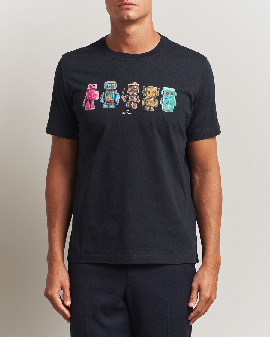 Heren | T-shirts | PS Paul Smith | Robots Crew Neck T-Shirt Blue