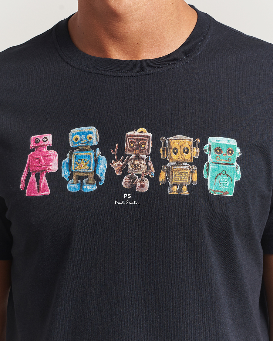 Heren | T-shirts | PS Paul Smith | Robots Crew Neck T-Shirt Blue