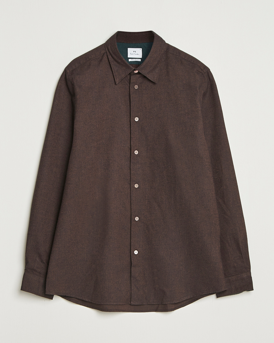 Heren | Overhemden | PS Paul Smith | Brushed Cotton/Wool Shirt Dark Brown