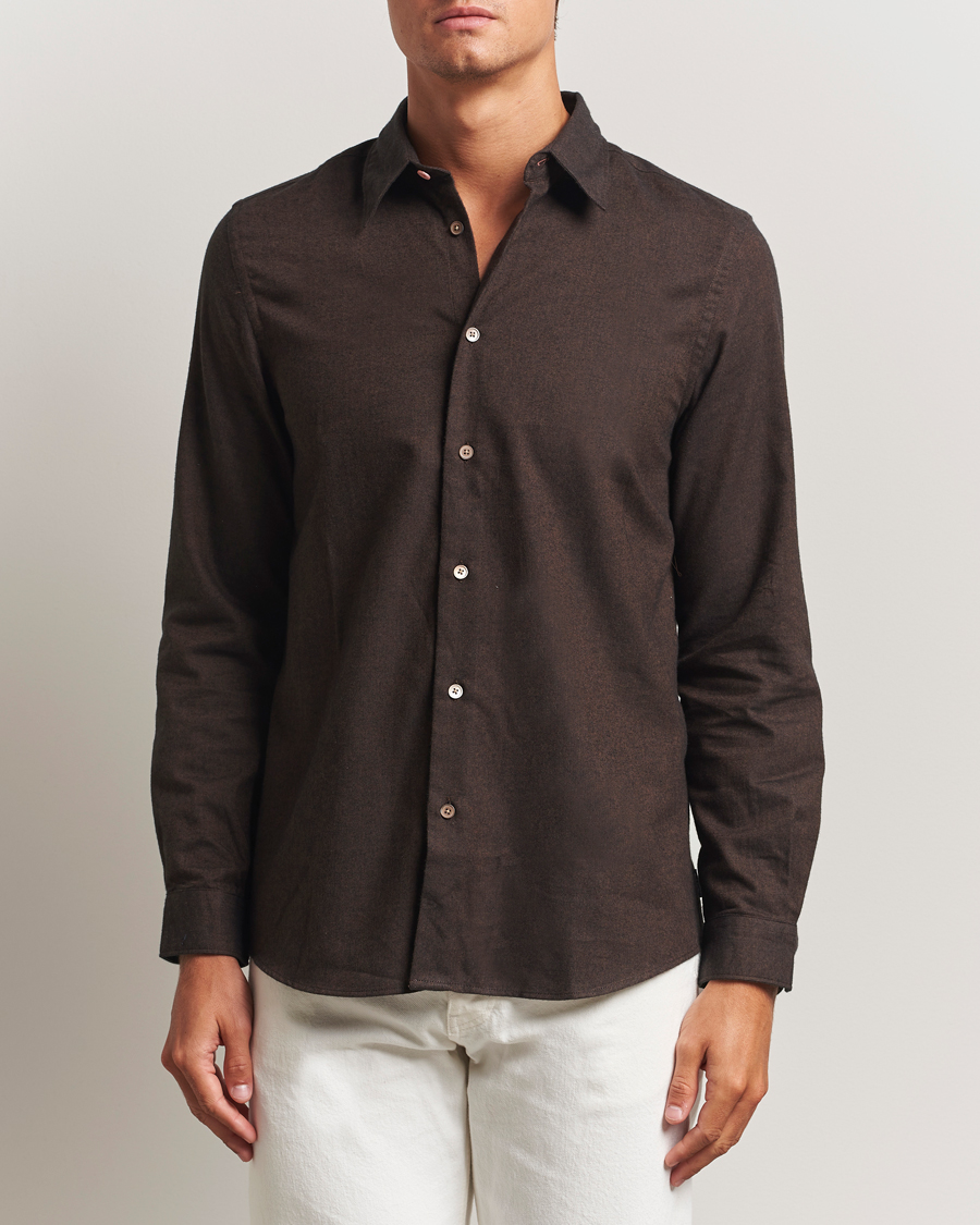 Heren | Overhemden | PS Paul Smith | Brushed Cotton/Wool Shirt Dark Brown