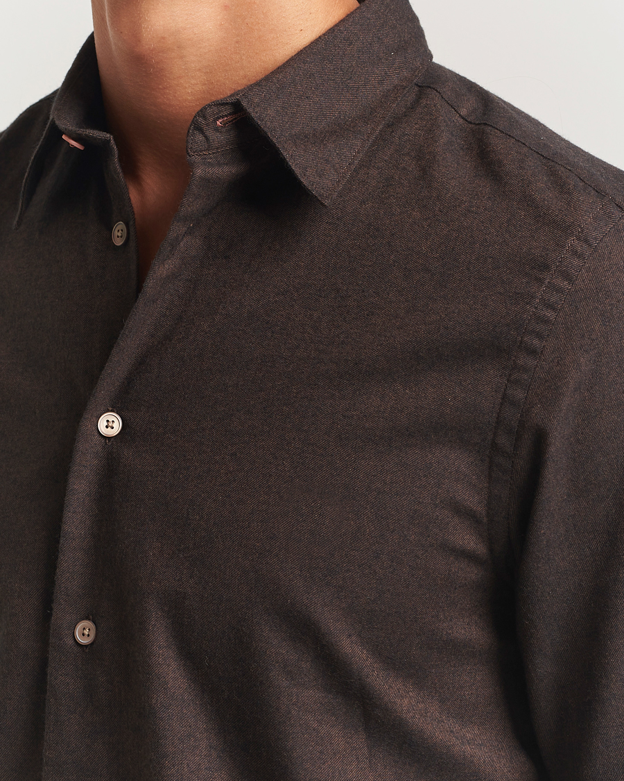 Heren | Overhemden | PS Paul Smith | Brushed Cotton/Wool Shirt Dark Brown