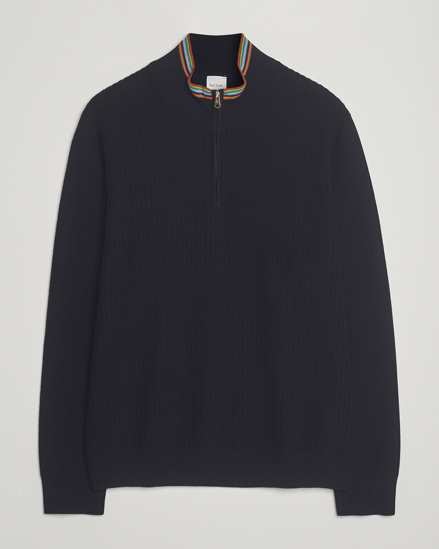 Heren | Truien | Paul Smith | Merino Rib Knitted Half Zip Navy