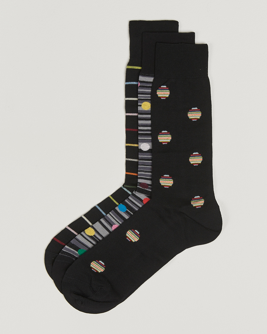 Heren | Ondergoed | Paul Smith | 3-Pack Printed Sock Black