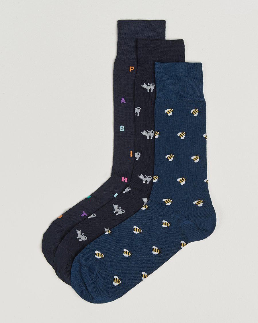 Heren | Ondergoed | Paul Smith | 3-Pack Printed Sock Navy