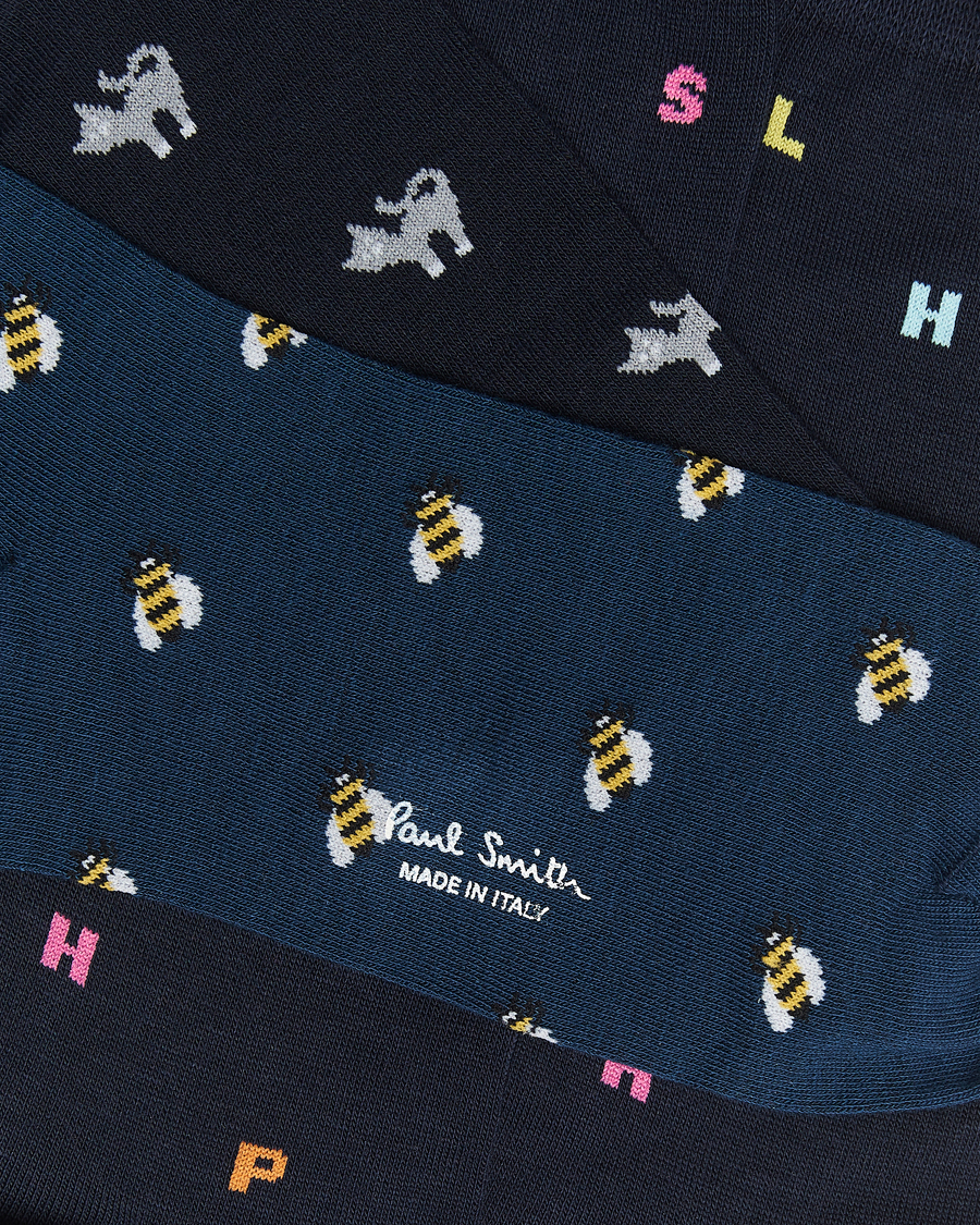 Heren | Ondergoed | Paul Smith | 3-Pack Printed Sock Navy