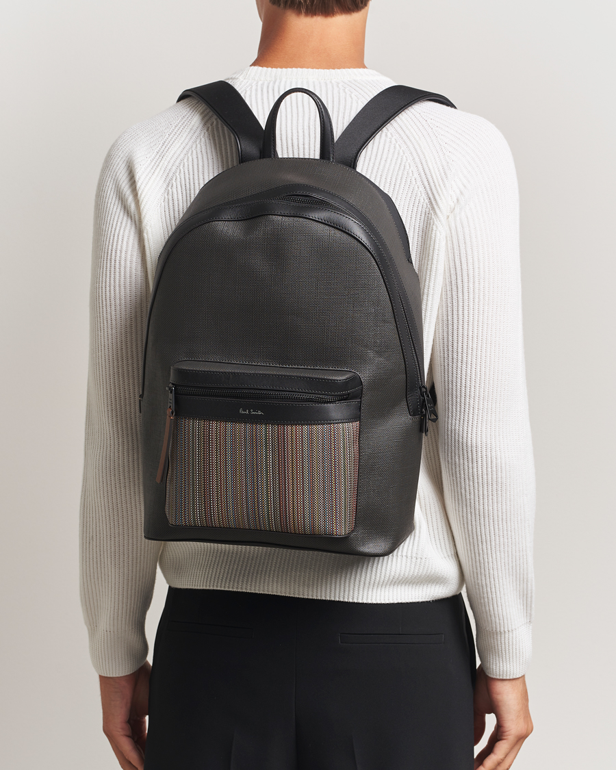 Heren | Tassen | Paul Smith | Nylon Stripe Backpack Black Multi