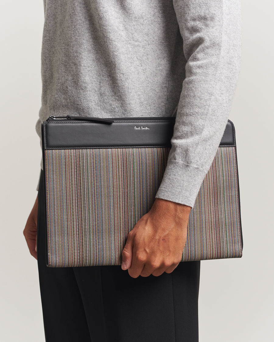 Heren | Tassen | Paul Smith | Nylon Stripe Document Case Black Multi