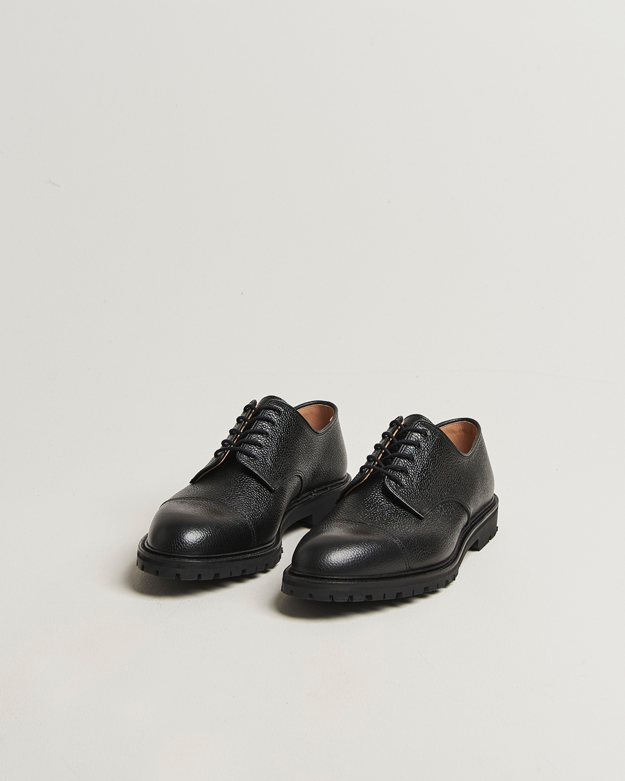 Heren | Derby schoenen | Crockett & Jones | Sandhurst Derby Vibram Black Scotch Grain