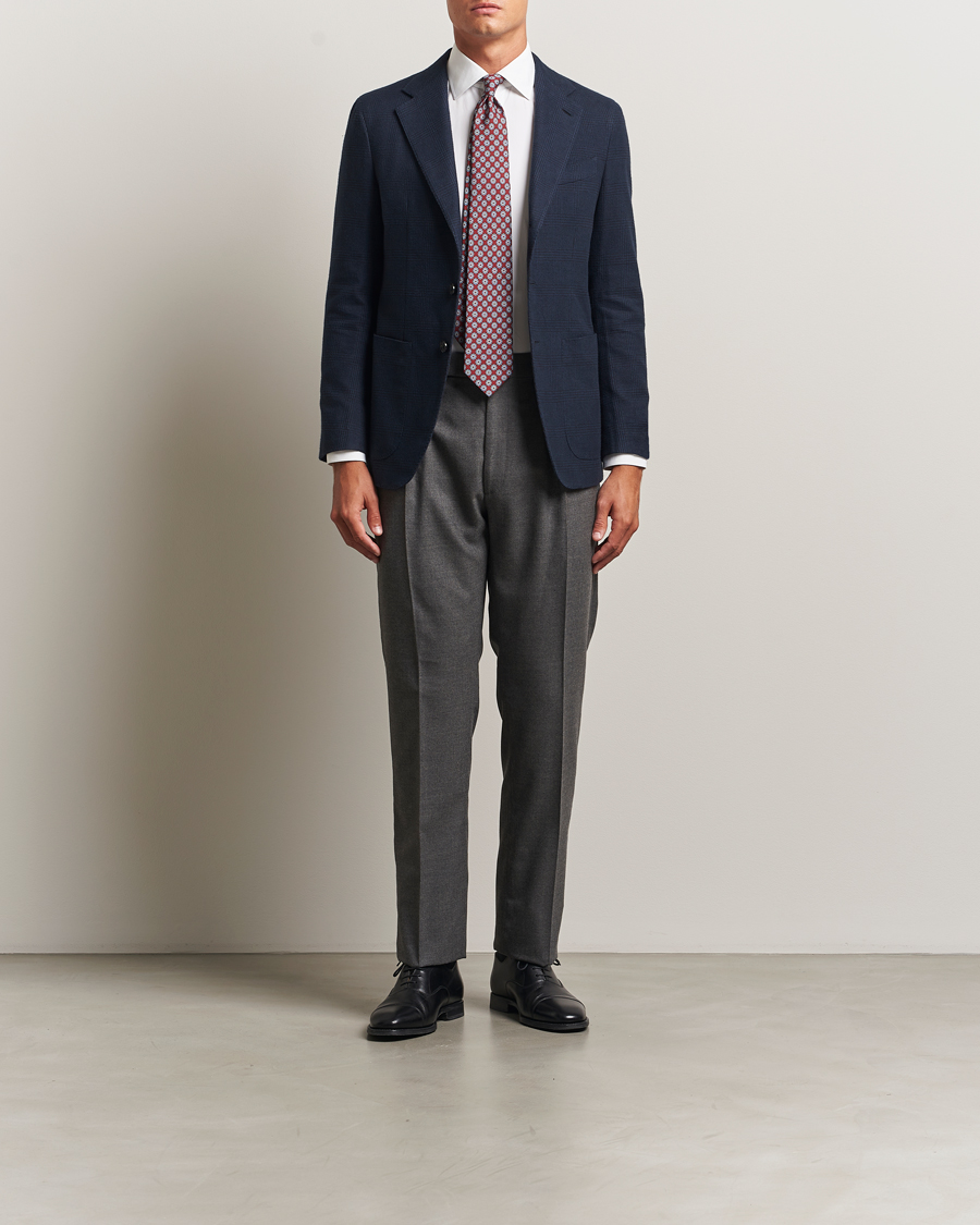 Heren | Blazers | Caruso | Aida Brushed Cotton Blazer Navy Check