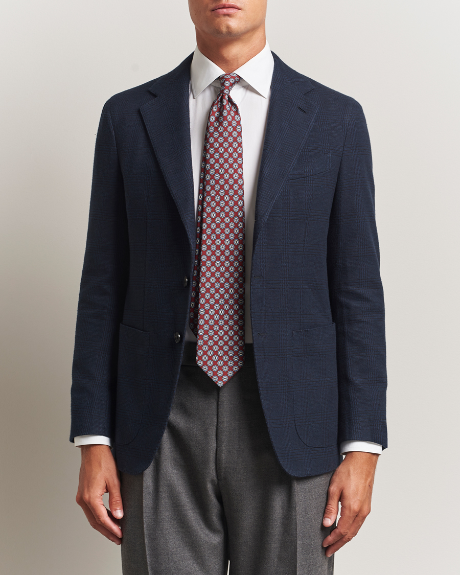 Heren | Blazers | Caruso | Aida Brushed Cotton Blazer Navy Check