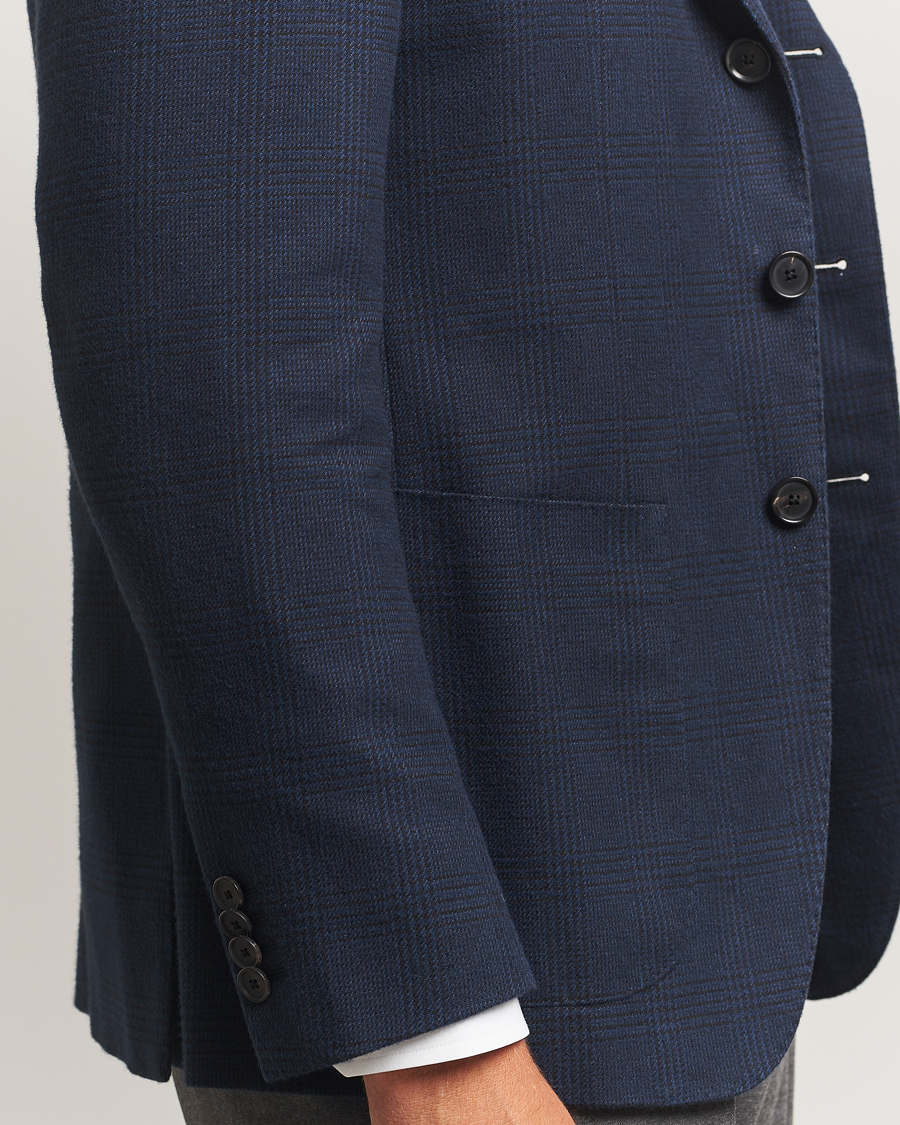 Heren | Blazers | Caruso | Aida Brushed Cotton Blazer Navy Check
