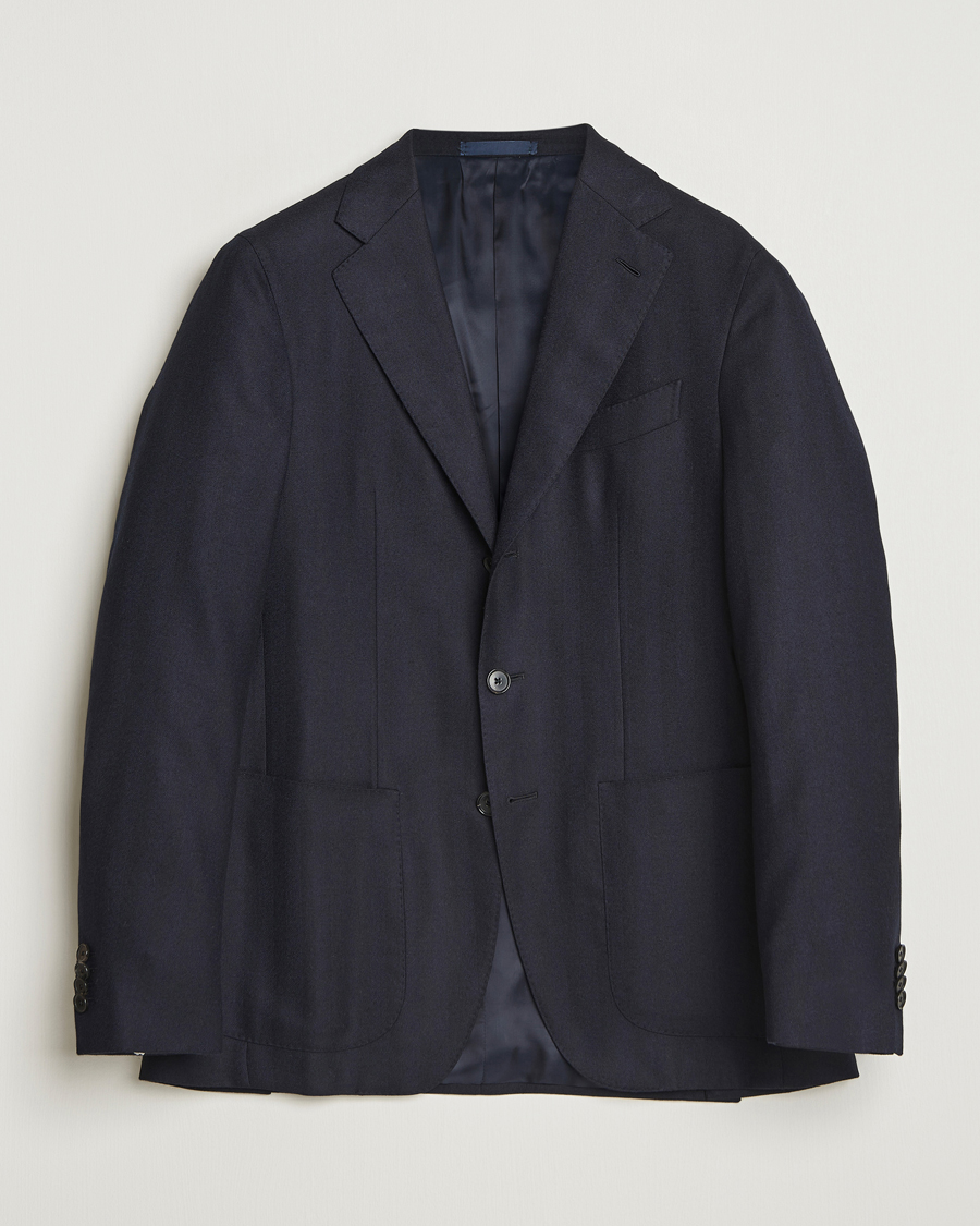 Heren | Blazers | Caruso | Aida Herringbone Wool Blazer Navy