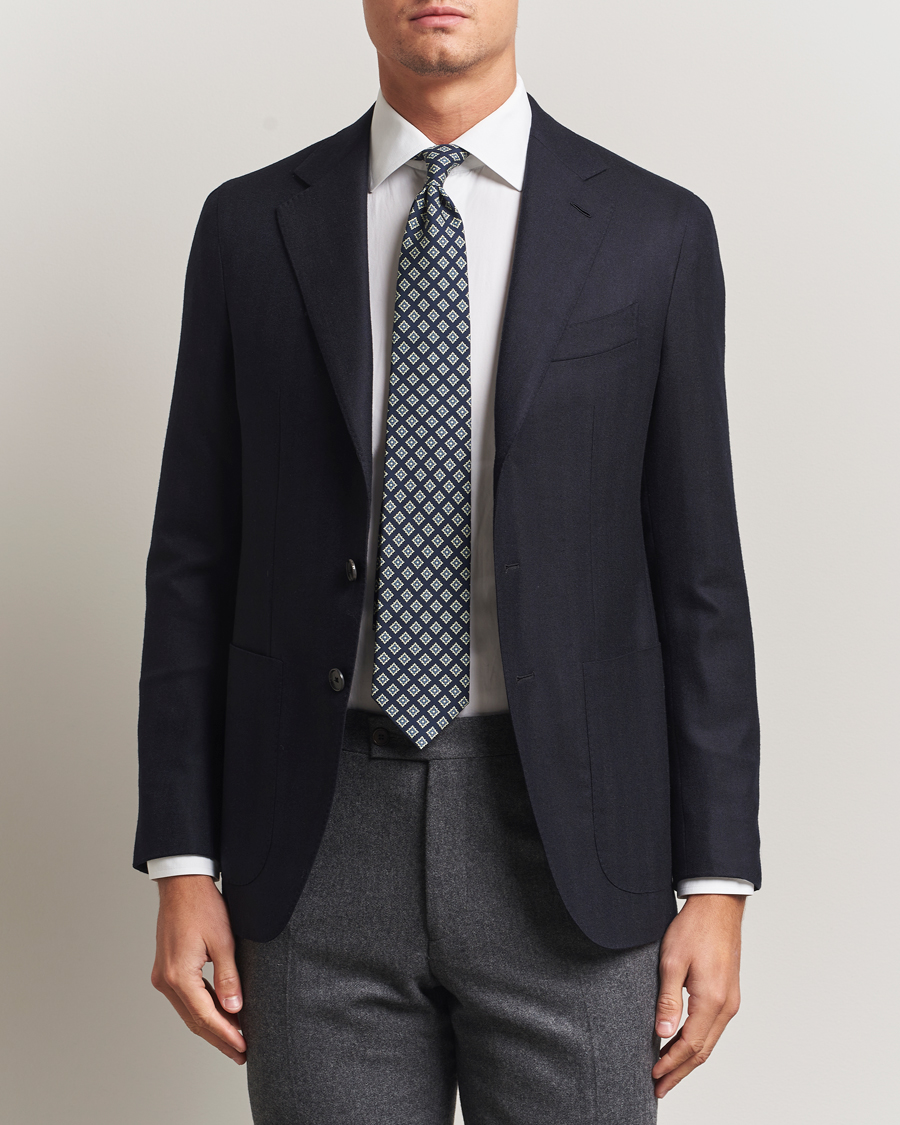 Heren | Blazers | Caruso | Aida Herringbone Wool Blazer Navy