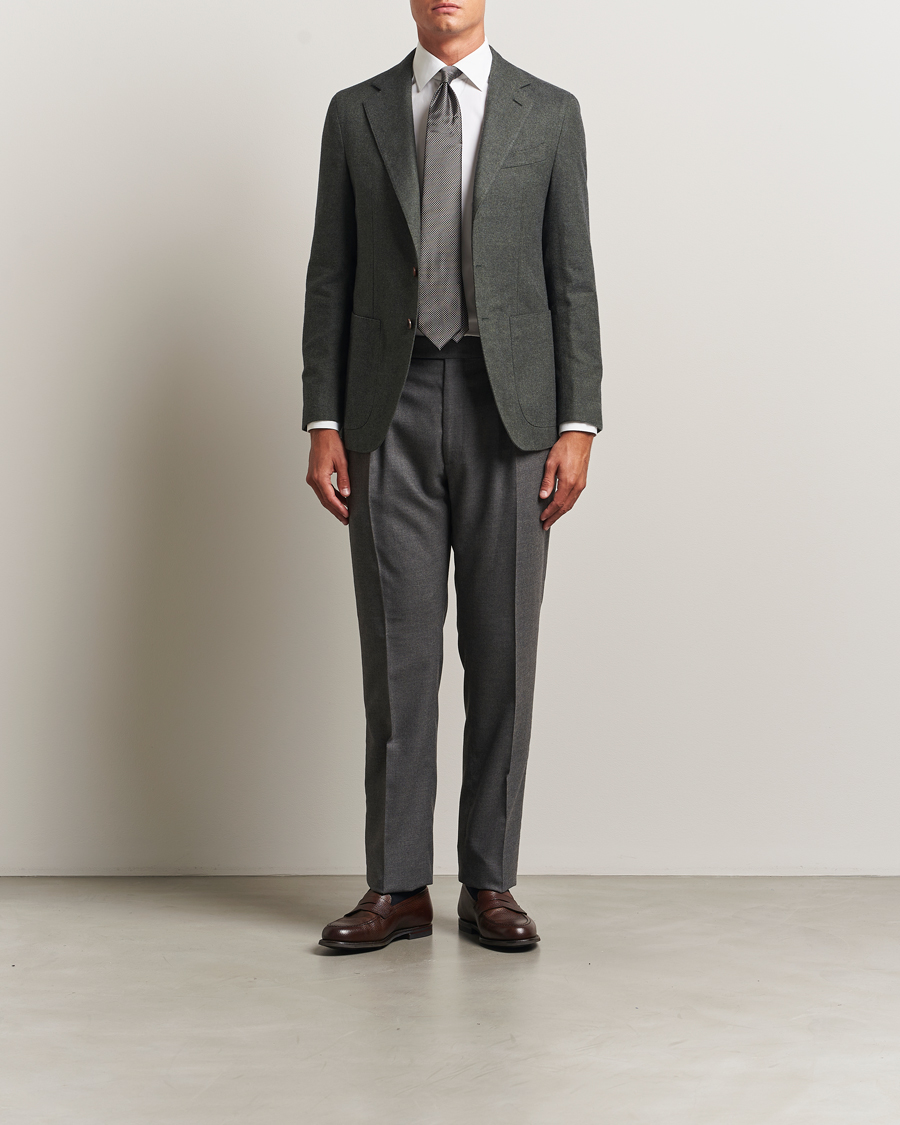 Heren | Blazers | Caruso | Aida Brushed Cotton Herringbone Blazer