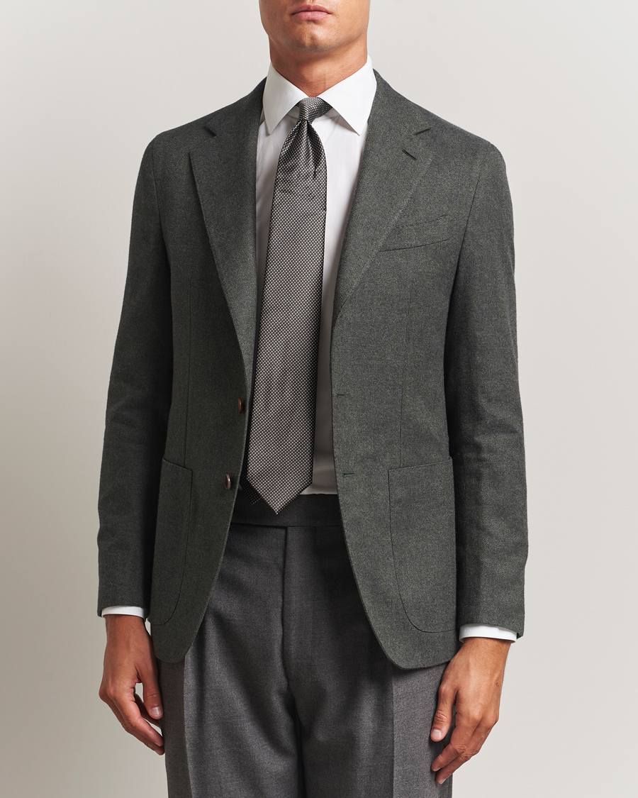 Heren | Blazers | Caruso | Aida Brushed Cotton Herringbone Blazer