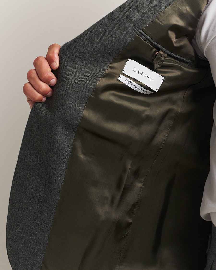 Heren | Blazers | Caruso | Aida Brushed Cotton Herringbone Blazer