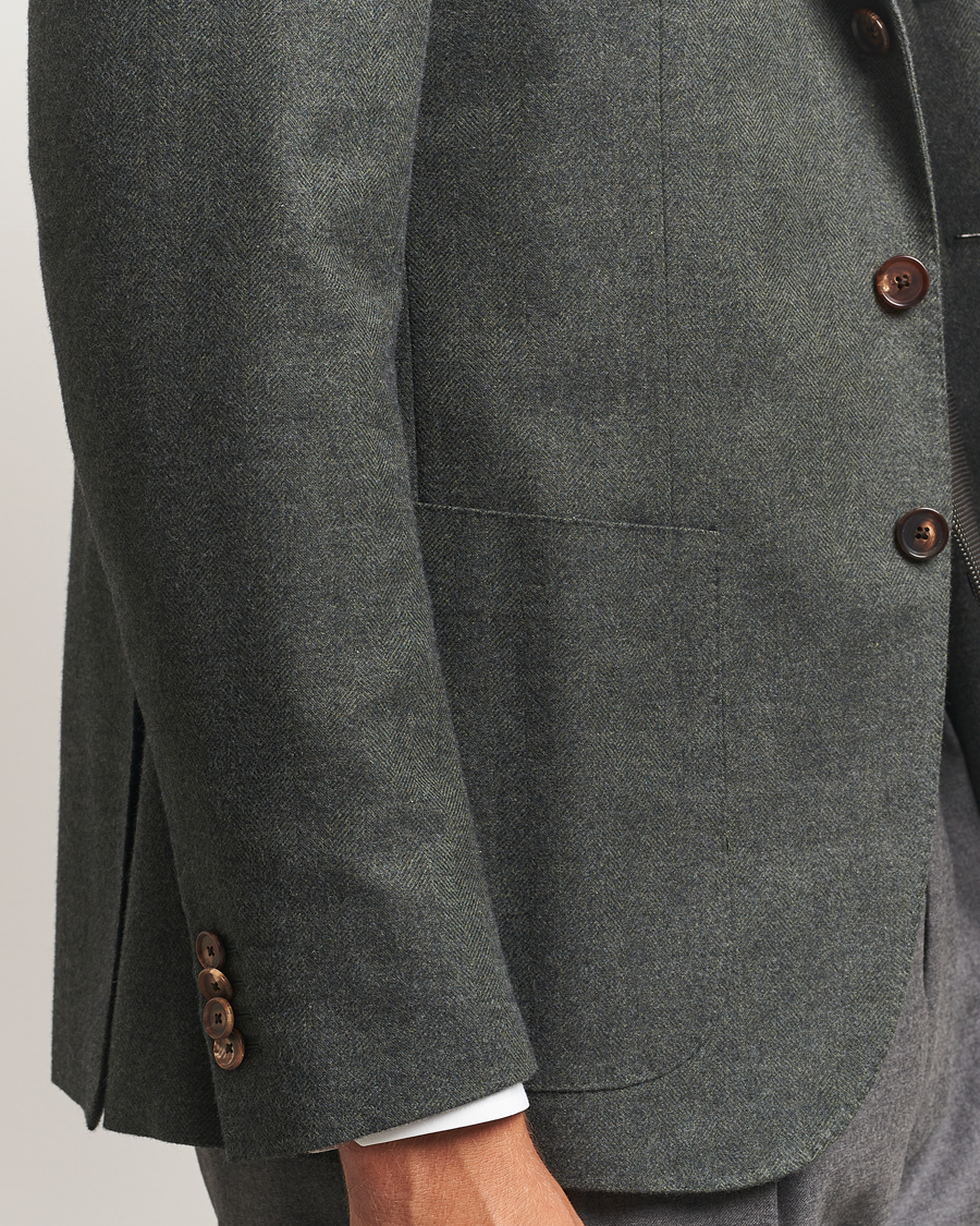 Heren | Blazers | Caruso | Aida Brushed Cotton Herringbone Blazer